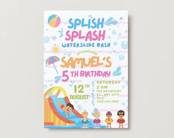DIGITALE Splish Splash-uitnodiging - downloaden/bewerken/geniet!