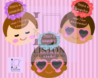 DIGITAL Class Valentines / Galentine Scrunchie Card