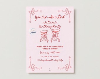 Sjabloon DIGITALE champagneverjaardagsuitnodiging