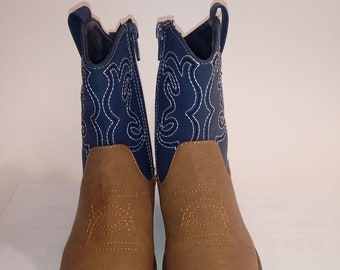 Stepping Stones westernlaarzen voor jongens, maat 7 BLAUW/TAN