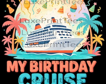 Compleanno in crociera con acquerello PNG: design per festa in barca tropicale (download digitale)