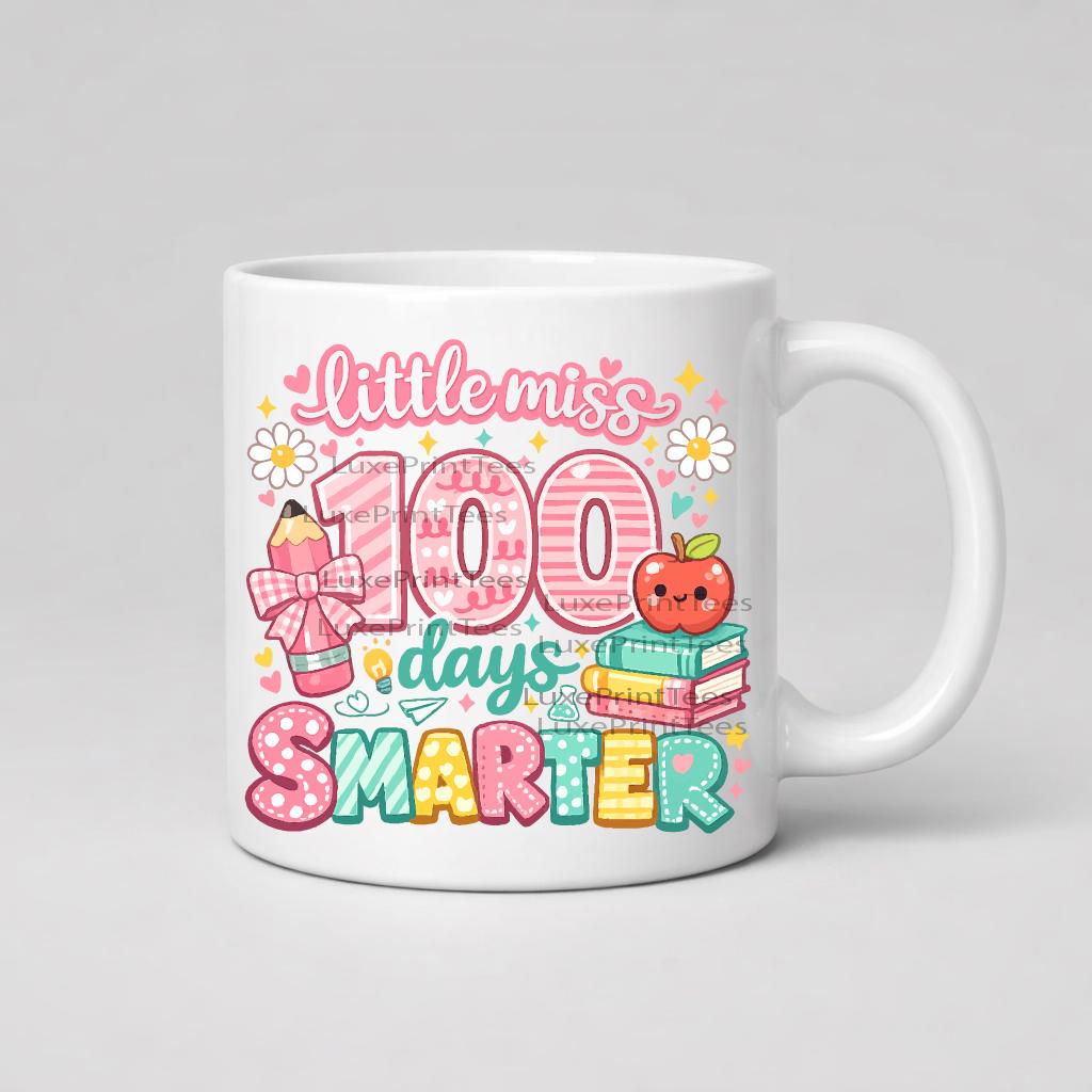 Little Miss 100 Days Smarter PNG | 100th Day of School Girl Design ...