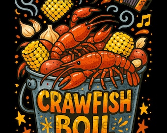 Crawfish Boil PNG | Cajun Seafood PNG | Louisiana Crawfish Art | Boil Party Graphic | Southern Food Clipart | Sublimation PNG