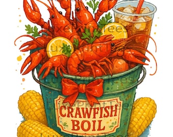 Crawfish Boil PNG | Cajun Seafood PNG | Louisiana Crawfish Art | Boil Party Graphic | Southern Food Clipart | Sublimation PNG