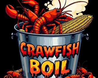 Crawfish Boil PNG Design | Cajun Seafood Party Graphic (Instant Download)