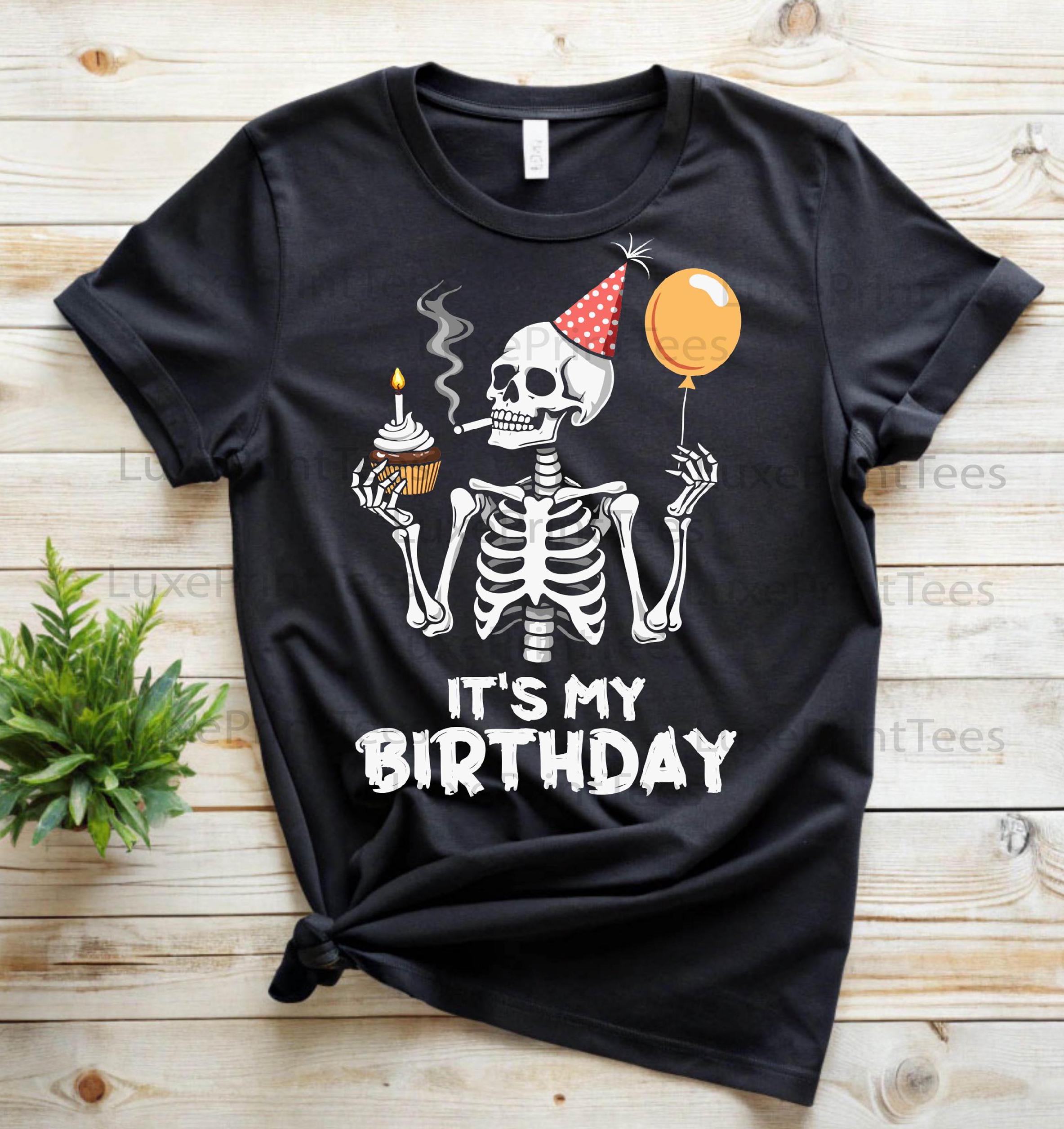 Personalized Skeleton Birthday PNG, Halloween Birthday Sublimation Design, Custom Age Digital Download for Shirt, It's my Birthday PNG