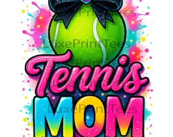 Tennis Mom PNG, Tennisball Bogen PNG, Tennis Sublimationsdesign, Sport Mom PNG, niedliches Tennis Shirt Design, digitaler Download