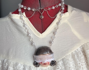 Handmade necklace alt head handmade in polymer clay