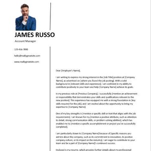 Cover Letter TEMPLATE - EDITABLE Resume Word Document.
