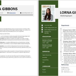 PLANTILLA DE CV y carta de presentación - Documento de currículum vitae EDITABLE en Word. Currículum vitae