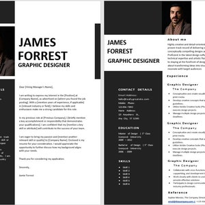 CV and Cover Letter TEMPLATE - EDITABLE Resume Word Document. Curriculum Vitae