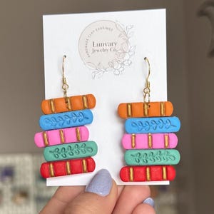 ACOTAR Book Stack Earrings: Handmade Polymer Clay Fantasy Jewelry