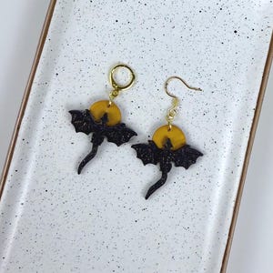 Handmade Glitter Dragon Earrings: Polymer Clay Fantasy Jewelry