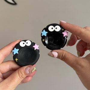 Soot Sprite Inspired Worry Stone Handmade Polymer Clay, Small Desk Pocket Buddy Fidget