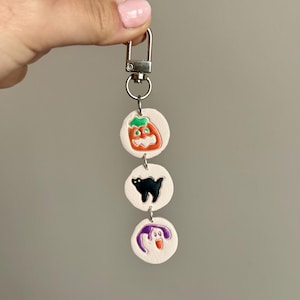 Sugar Cookie Keychain Bagcharm Handmade from Polymer Clay, Halloween Cookies / Nostalgic 90s Spooky Whimsical Falloween Bag Accessories