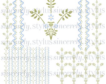 Watercolor Frames Borders, Floral Botanical Clipart (Digital Download)