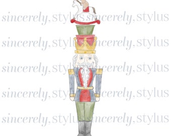 Watercolor Christmas Nutcracker Digital Clip Art - Instant Download