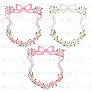Watercolor Floral Crest Clipart, Floral Crests, Watercolor Crests