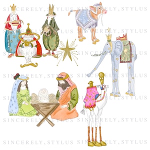 Presépio desenhado à mão, Presépio Clipart, Presépio Clipart de Natal, Presépio Caprichoso