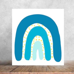 Blue Rainbow Digital Art, Boys Bedroom, Nursery Art, Baby Boy, Nursery Wall Art, Playroom, Children, Kids, Aesthetic, Room Decor.