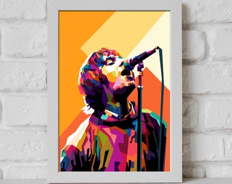 Poster Oasis Liam Gallagher - Stampa Artistica Saveloy, Edizione Aperta. 40x30 Cm, Stampa Su Carta Satinata 300g Da Artista Locale.