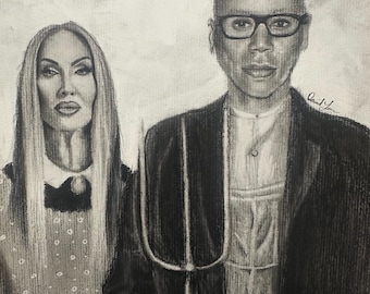 Amerikanischer Gothic Parodie-Druck