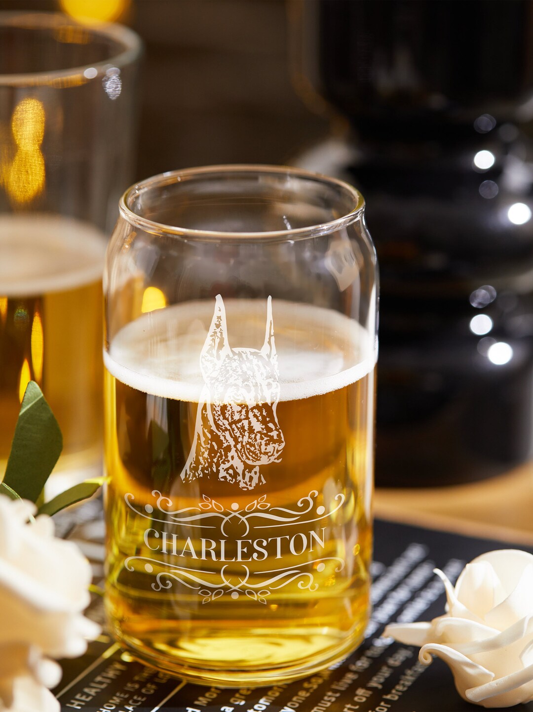 Custom Pet Portrait Glass,pet Wine Glass,pet Photo on Glass,pet Beer