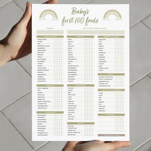 Baby's 1st Foods Tracker Printable, Green Design, Complete Checklist, Food Tracker, Daily Log, Baby-Led Weaning, BLW, Baby First 100 Foods image 4