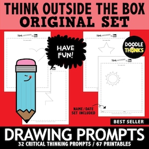 Think OUTSIDE the Box Drawing Prompts ORIGINAL Set | Doodle Challenge Activities | No Prep