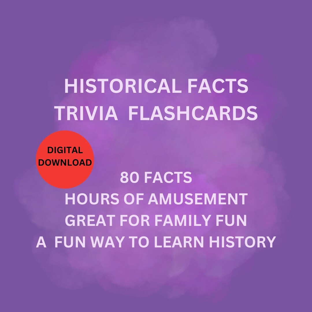 History Flashcards Printable Set Great Family Entertainment Etsy