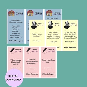 Over 100 Printable Bookmarks for Shakespeare Lovers - Etsy