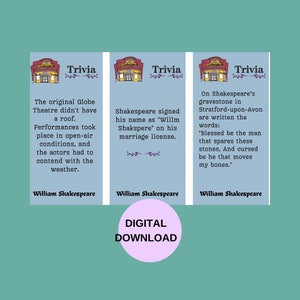 Over 100 Printable Bookmarks for Shakespeare Lovers - Etsy