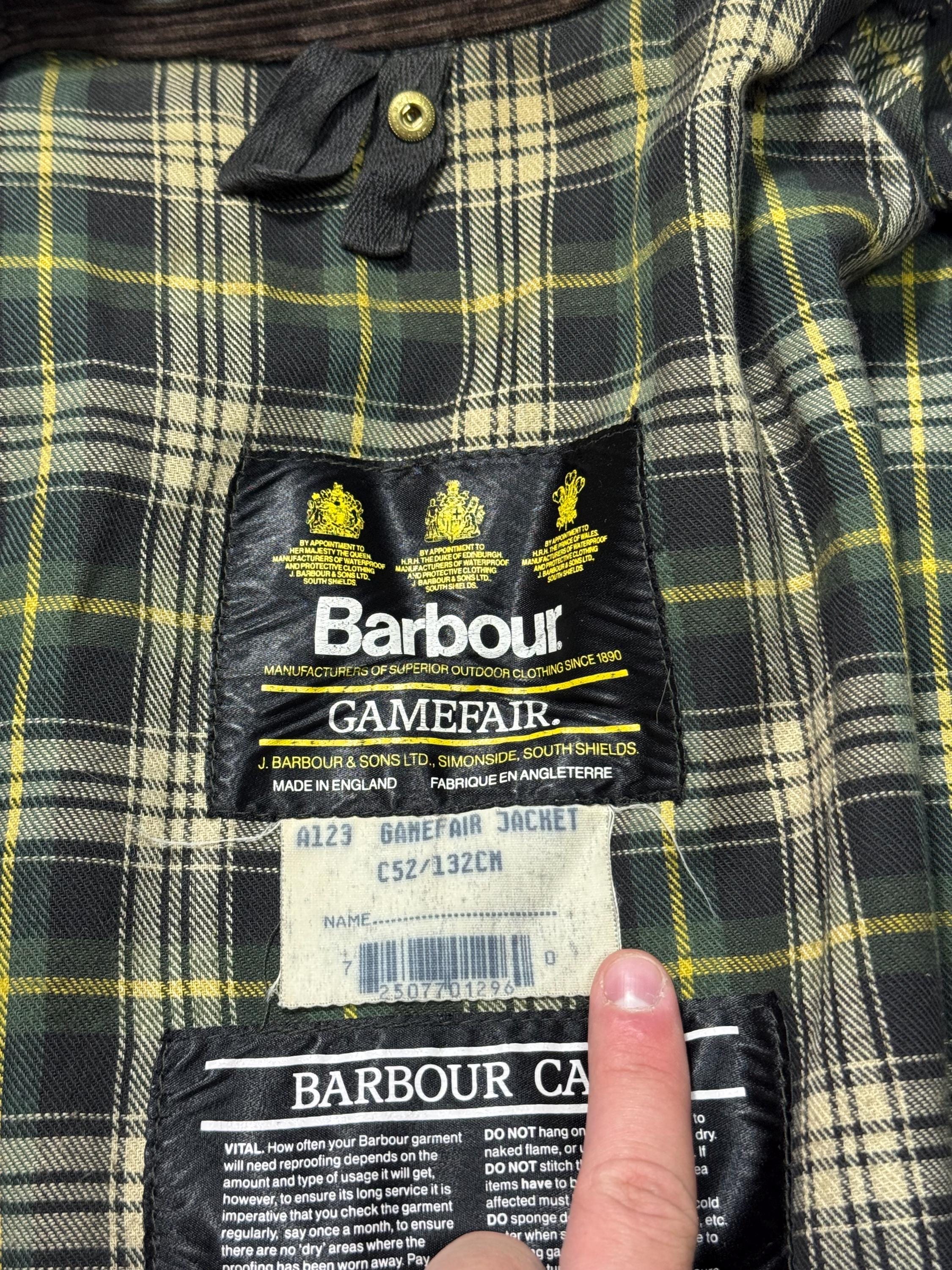 Men's Barbour Gamefair Vintage Jacket Fur Lining Wax Green A295