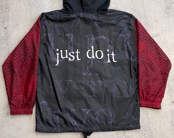 NIKE JUST DO IT ナイロンブルゾン トラックジャケット M 黒赤 NIKE JUST DO IT ナイロンブルゾン トラックジャケット M 黒赤