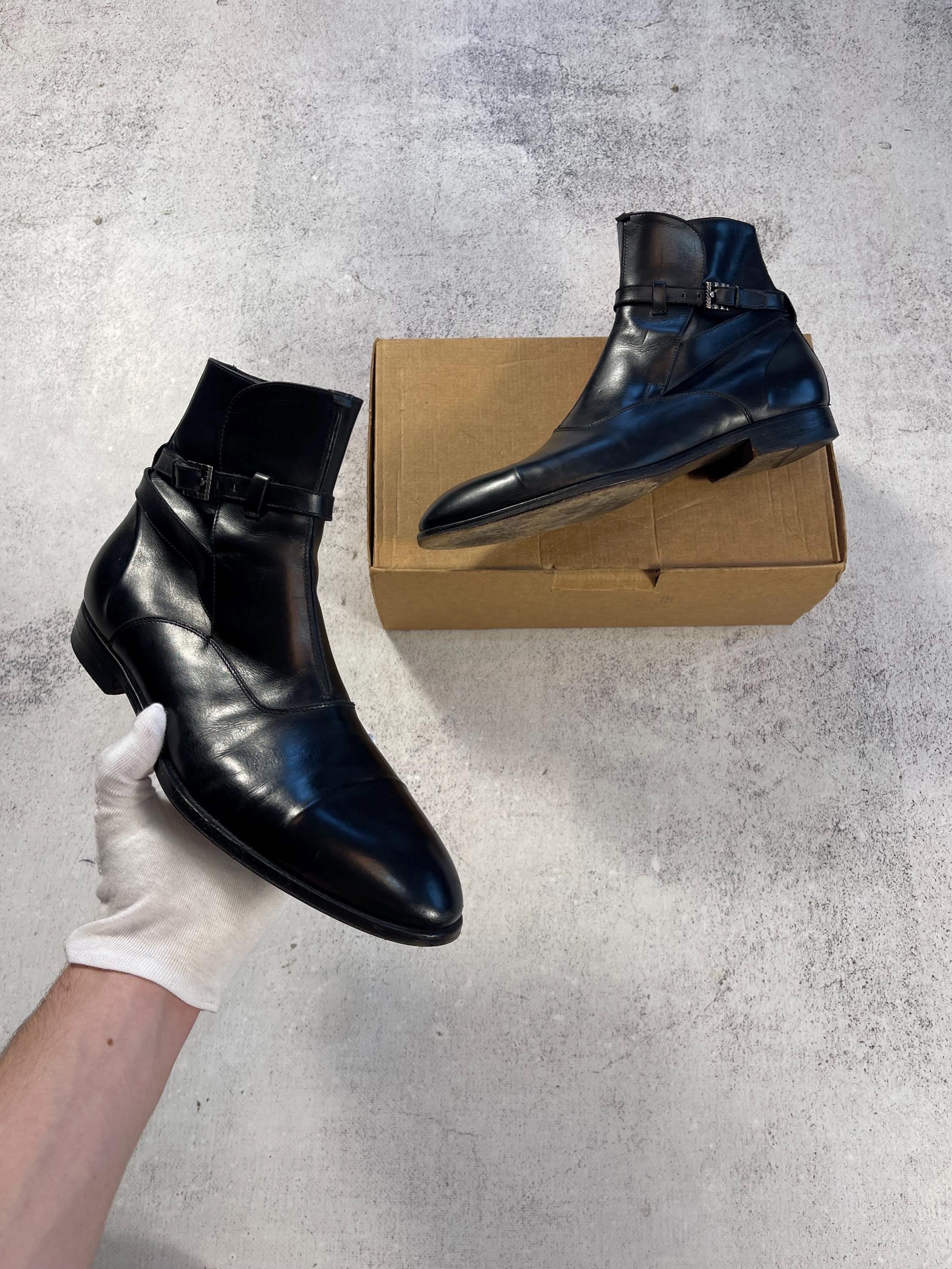 Cesare Paciotti Men's Ankle Black Leather Boots Designer Classic
