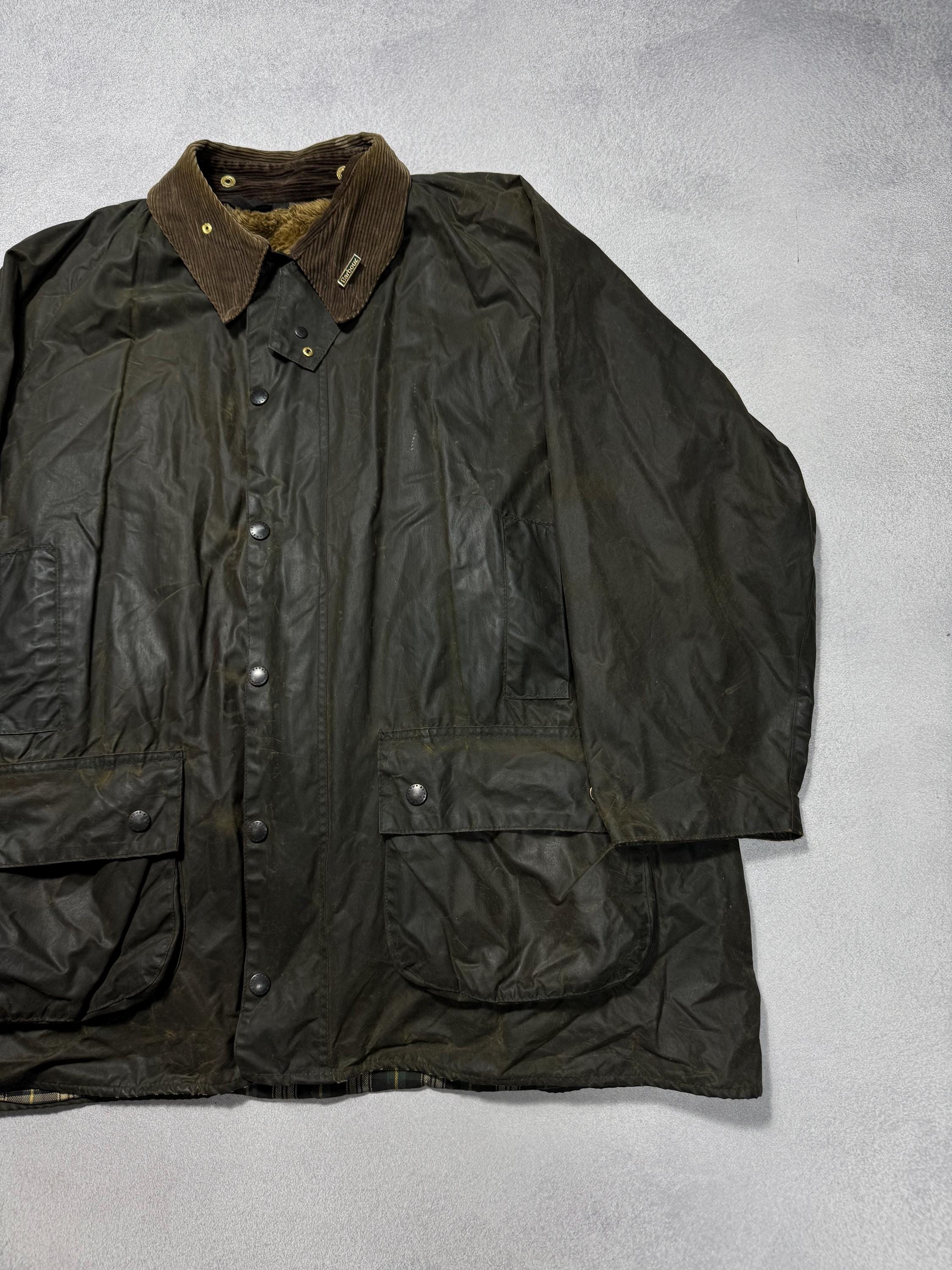 Men's Barbour Gamefair Vintage Jacket Fur Lining Wax Green A295