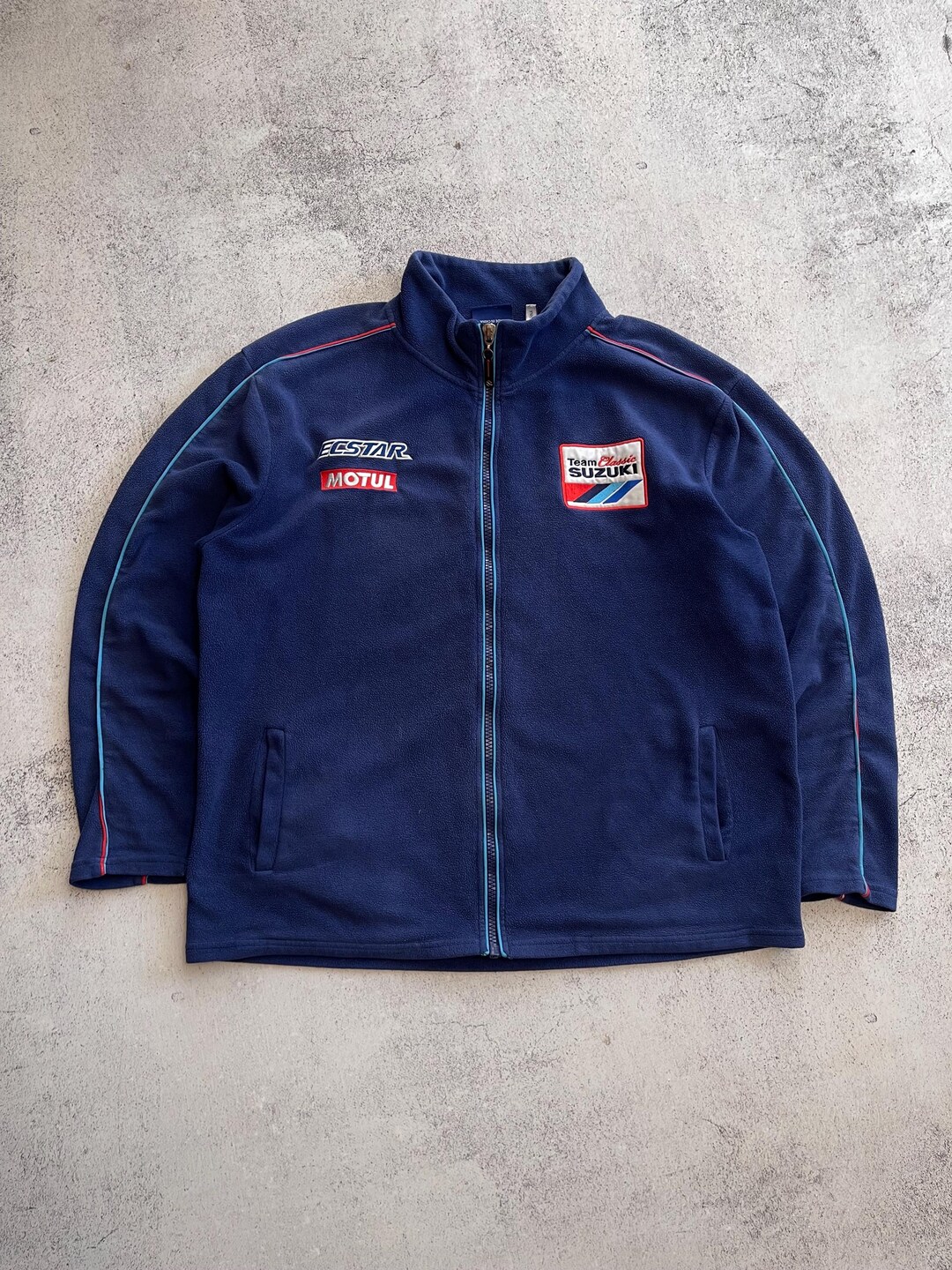 Suzuki Escstar Polaire Moto GP Team Hommes Bleu Fermeture Éclair