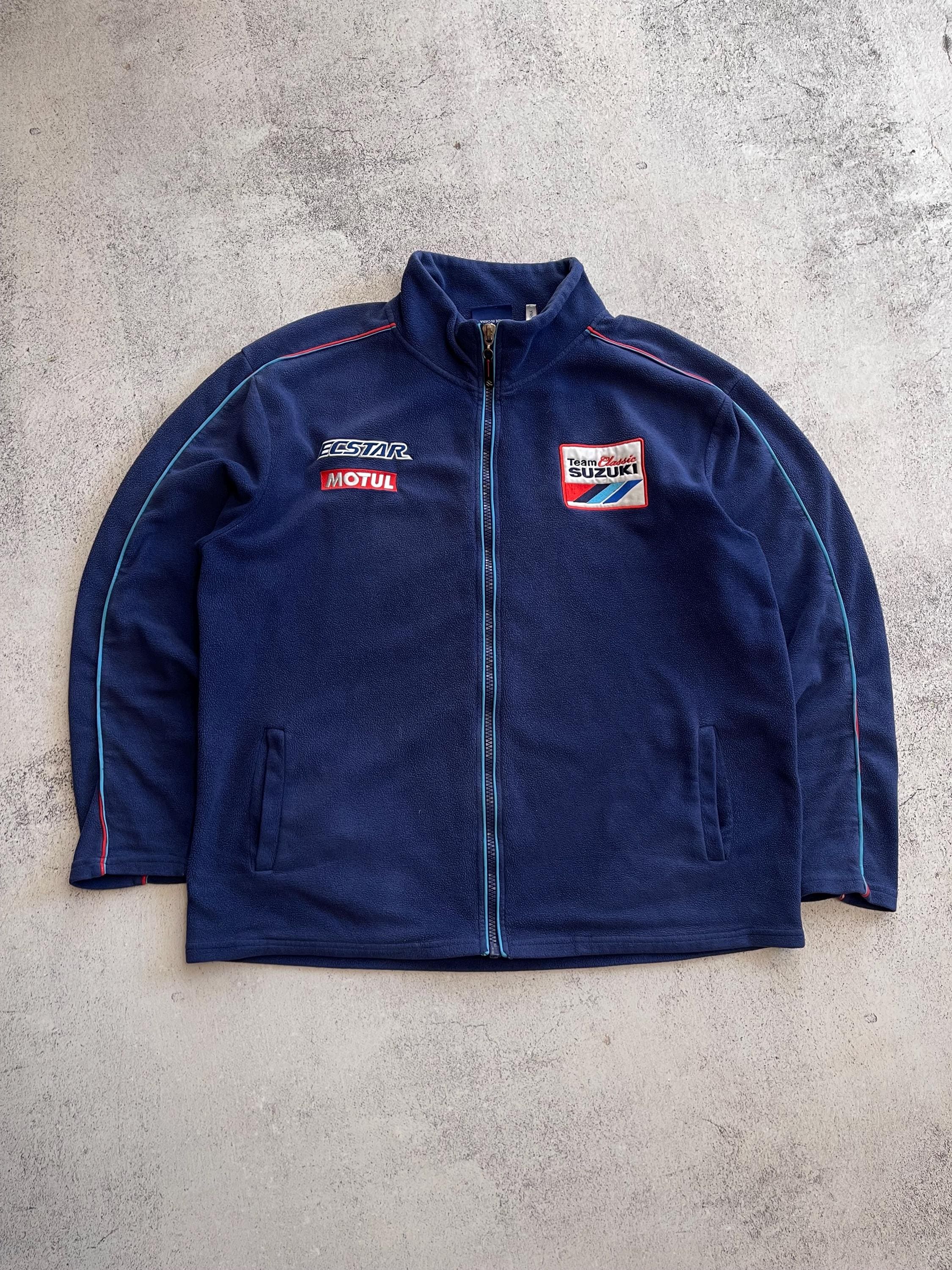 Suzuki Escstar Polaire Moto GP Team Hommes Bleu Fermeture Éclair