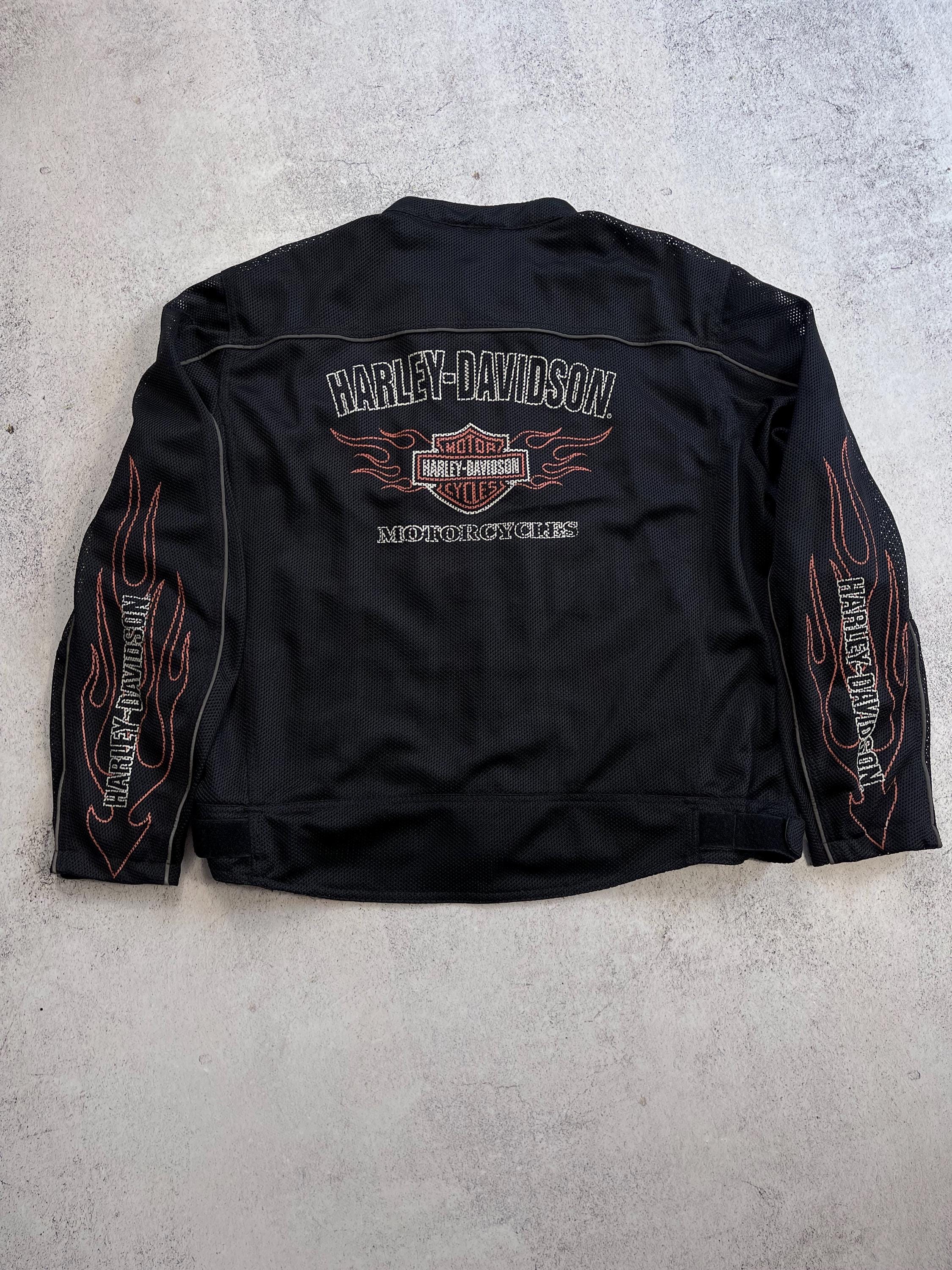ビンテージ Harley-Davidson バイカージャケット フレイムス刺繍 ビンテージ Harley-Davidson バイカージャケット フレイムス刺繍