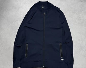 Giacca bomber AlphaTauri Stretches da uomo blu navy con cerniera intera, taglia M, colore rosso racing.