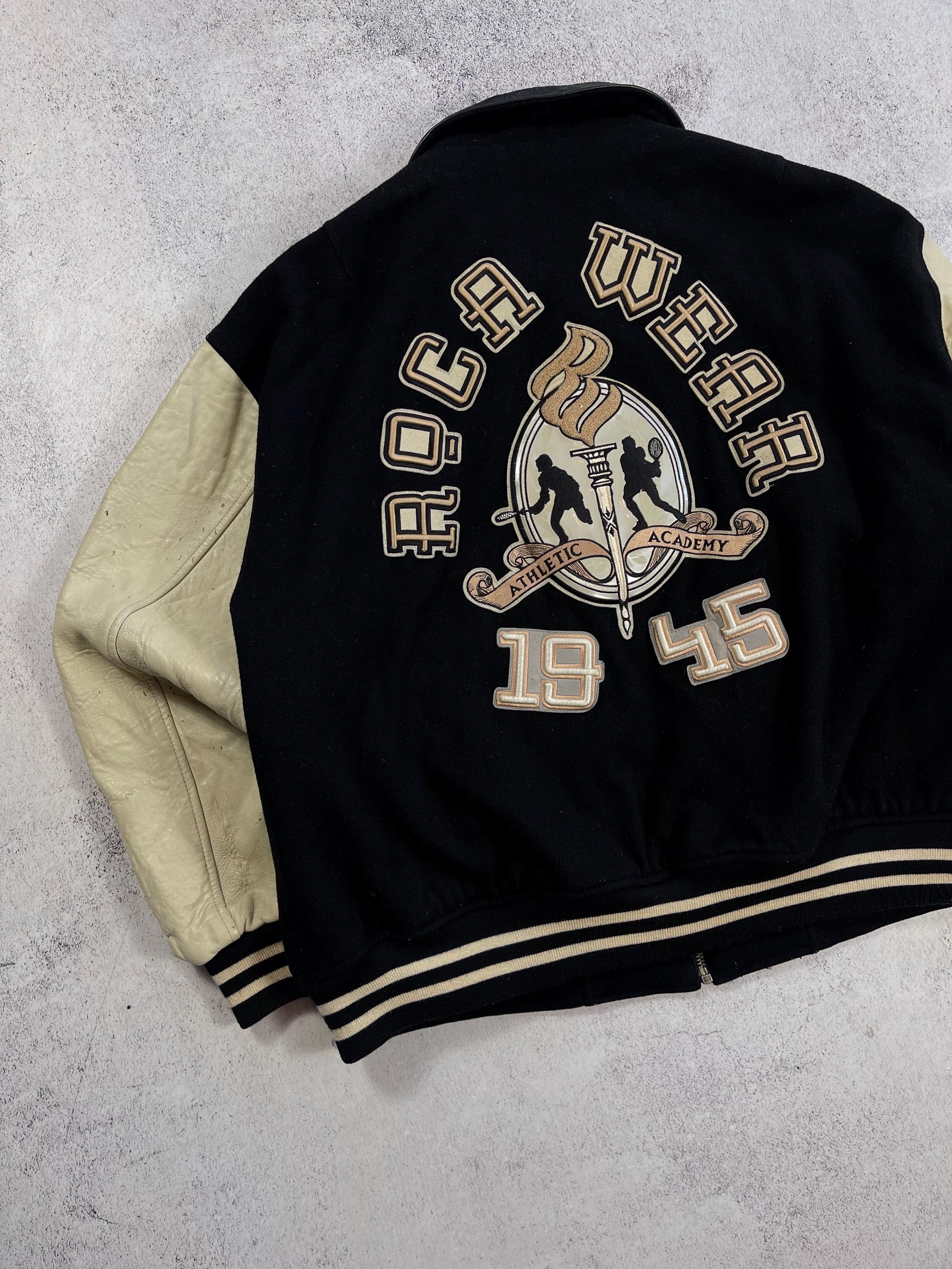 Roca Wear Men's Vintage 90s' Wool/leather Bomber Varsity Hip