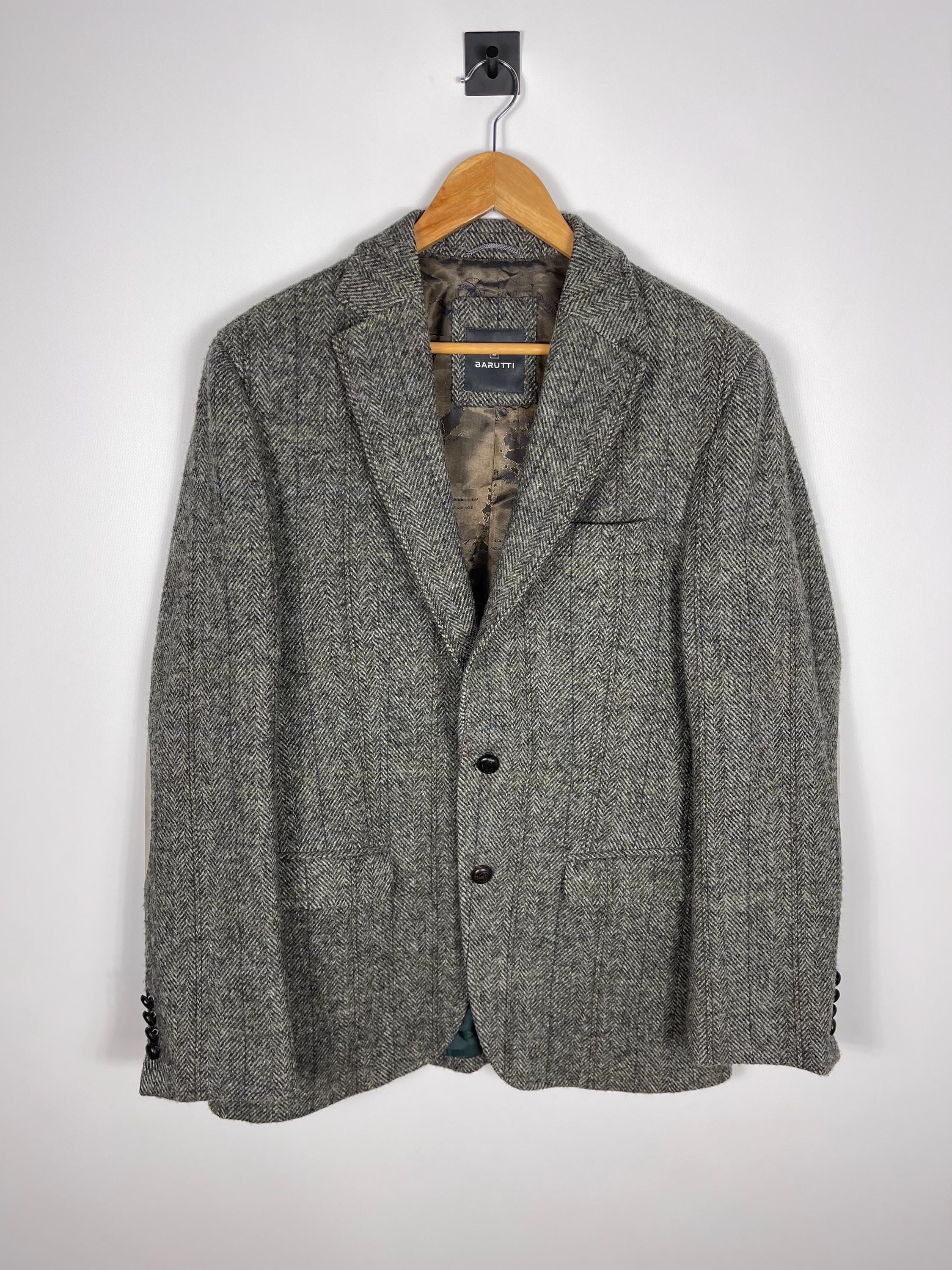 Haris Tweed by Mario Barutti Men's 2 Pieces Blazer Gray Check