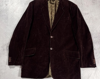 Blazer de dos piezas vintage de los años 90 de Katherine Hamnett London para hombre, chaqueta de terciopelo marrón