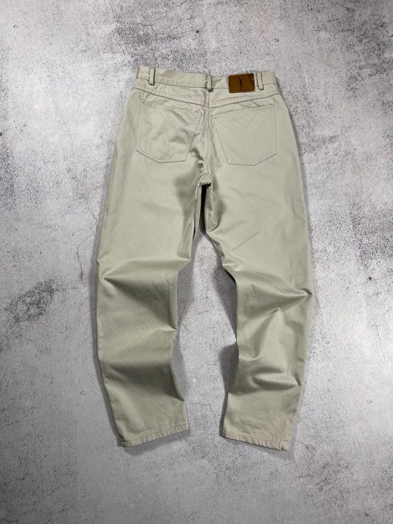 Yves Saint Laurent YSL Men's Vintage 90s Jeans Beige Big Logo
