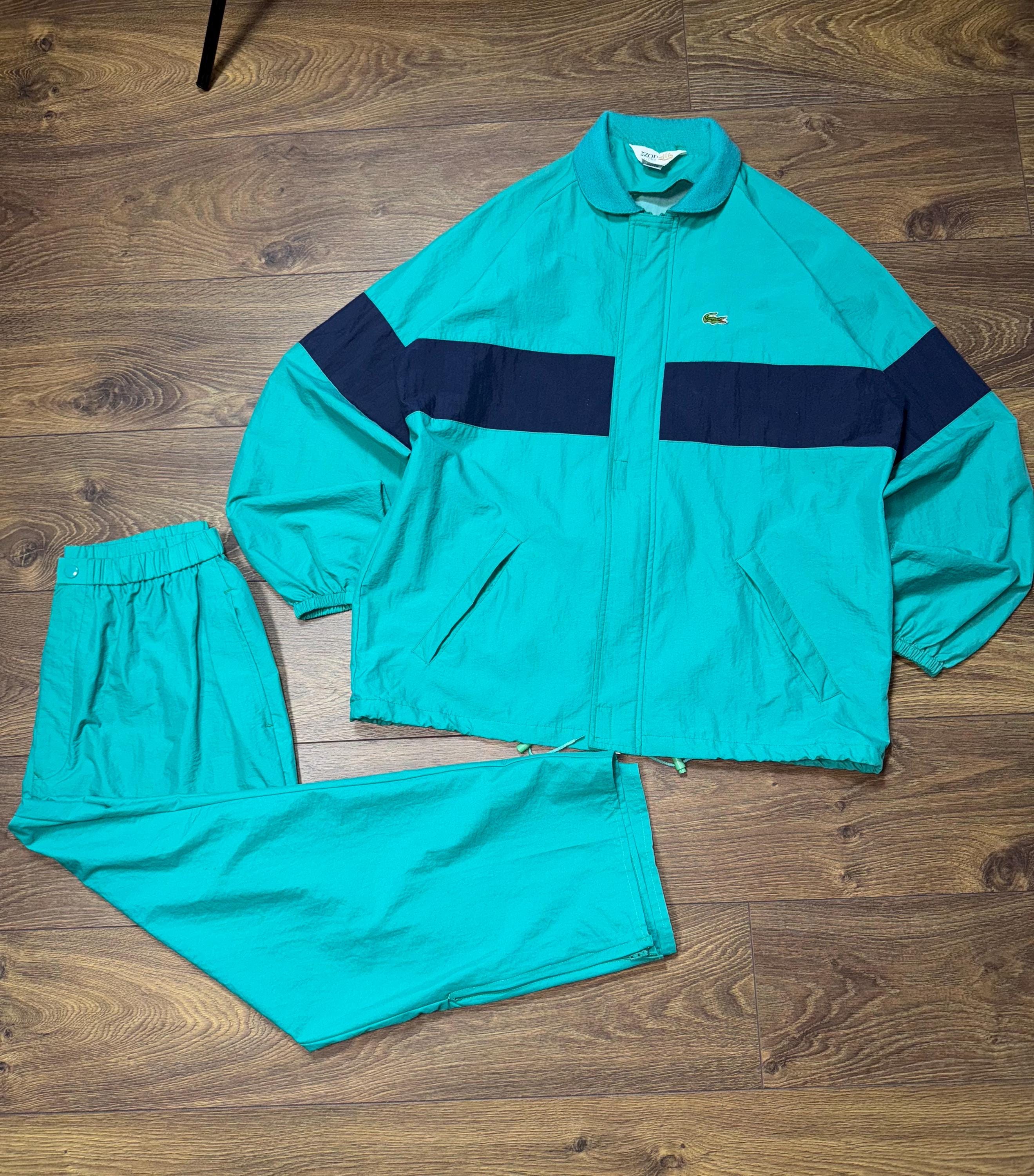 Lacoste IZOD Vintage 80s Nylon Tracksuit Mens Zip Jacket Size L