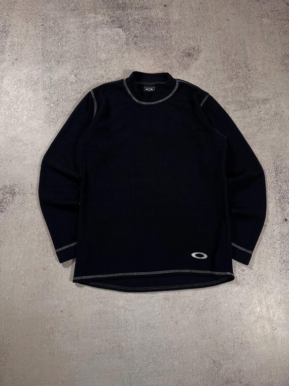 Oakley Software Vintage 90s Men's Mock Neck Black Pullover Fleece