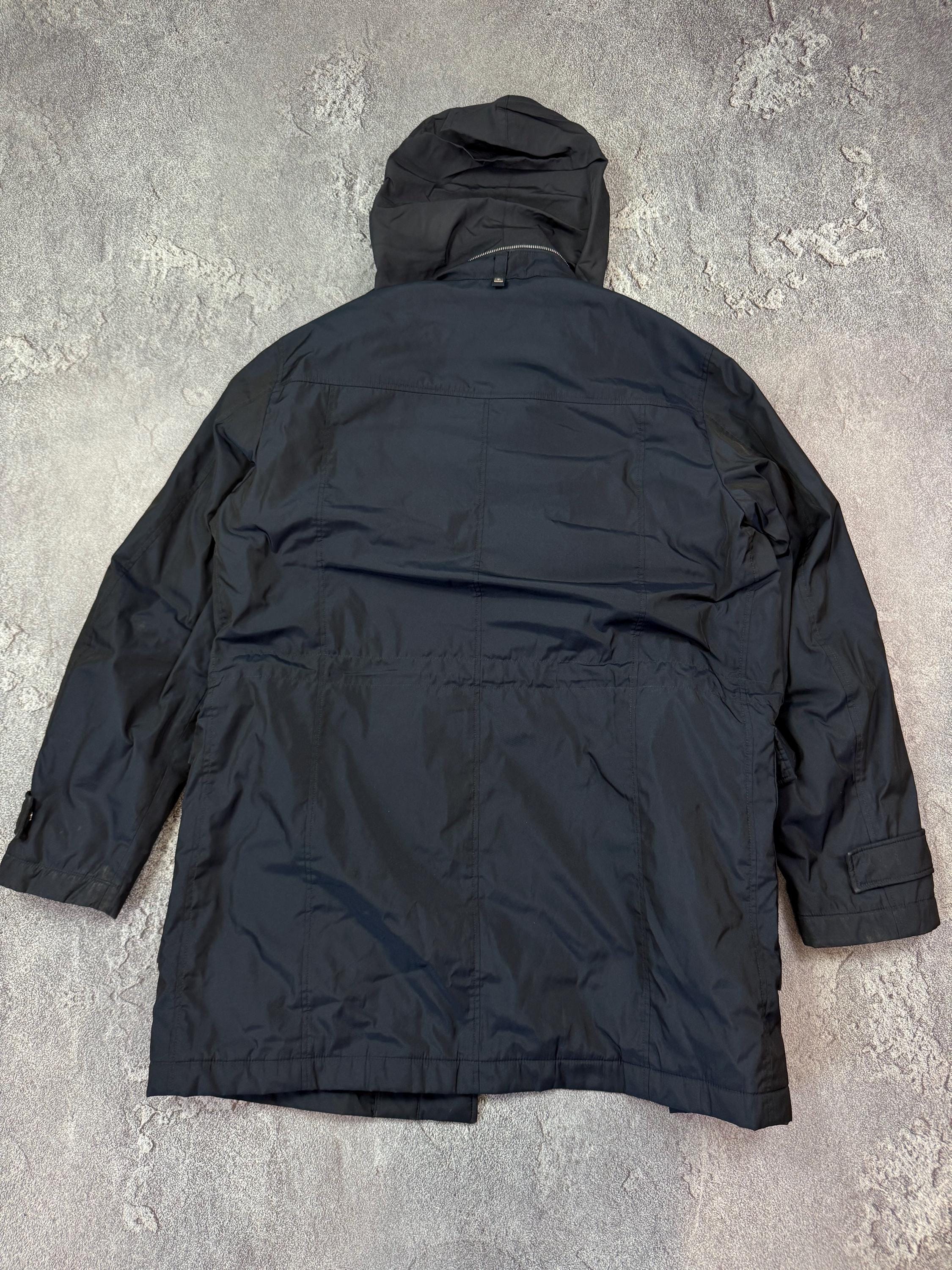 【archive】allegri italy hood design coat Allegri Milano Navy Blue Nylon Waterprof Rain Hooded Jacket City