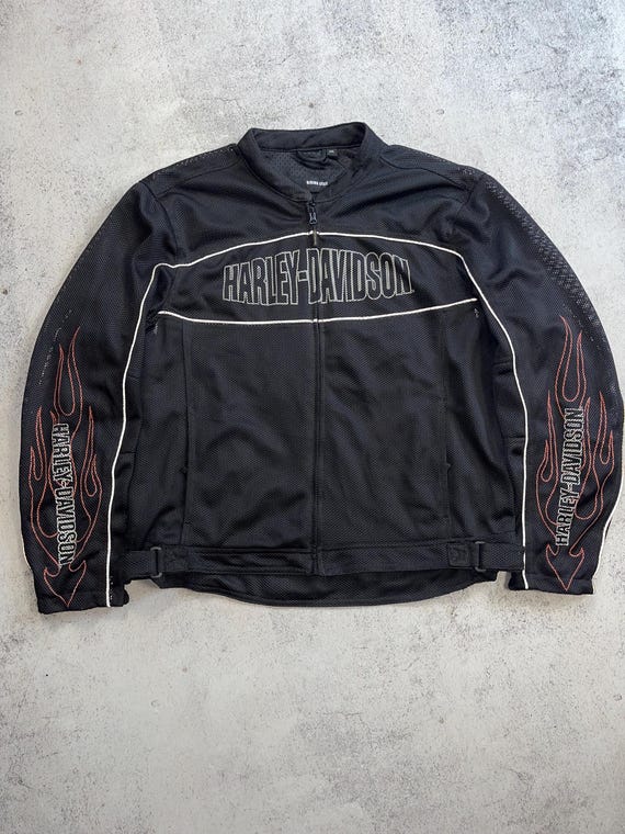 Harley Davidson Vintage Men's Riding Gear Flame Biker Jacket