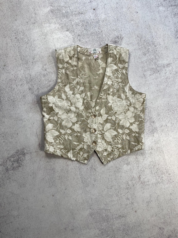 Orvis, Orvis Women's Wool Vest Waistcoat Flower Pattern Western Cowboy Gilet USA Sz M