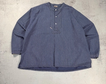 MODAS Vintage French Smock German Fisherman Striped Long Sleeve Shirt Workwear